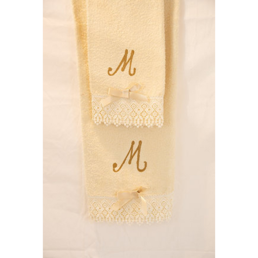 Coppia Asciugamani Macramè Personalizzata