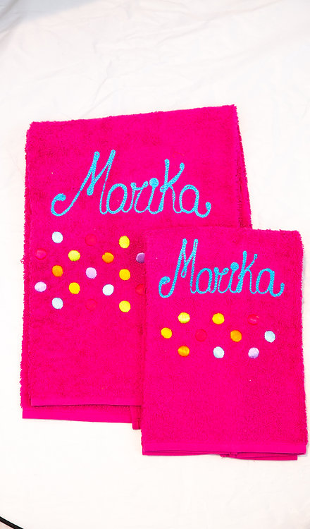 Coppia Asciugamani Pois personalizzata